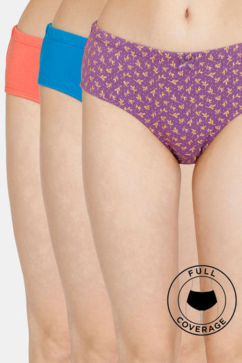 Buy Rosaline Cyber Grove Medium Rise Full Coverage Hipster Panty (Pack of 3) - Assorted